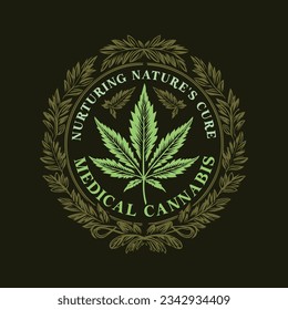 Green Cannabis Leaf Vector Illustration: A Symbol of Nature's Healing and Medicinal Potential