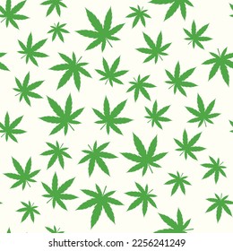 El cannabis verde deja una ilustración vectorial del patrón sin mar