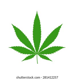 Green Cannabis (marijuana) Hemp Leaf Flat Vector Icon For Apps And Websites