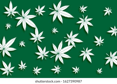 green cannabis marijuana leaves pattern background design