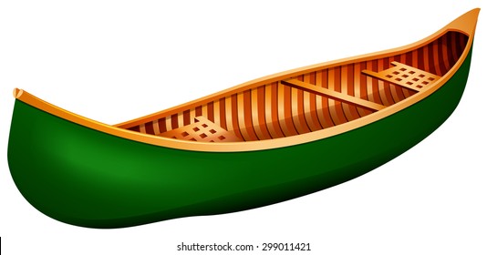 Green canoe in simple design
