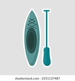 Pegatina de Ilustración vectorial de canoa verde. Una pegatina de canoa verde vibrante, ideal para temas de deportes acuáticos, exploración al aire libre y diseños de aventura