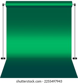 Green Canvas studio. Green Studio curtain. Background for photography. Vector illustration.