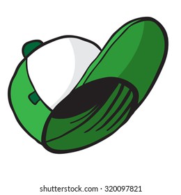 green cap cartoon illustration isolated on white