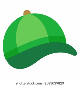 Green cap hat vector on white background.