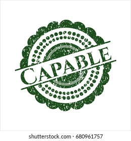 Green Capable distressed rubber stamp with grunge texture