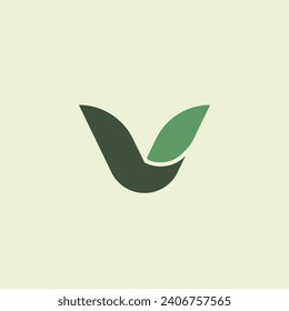 Green capital V logo with blank background