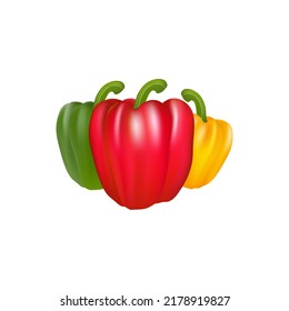 Green Capsicum, Red Capsicum, Yellow Capsicum Vector.