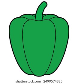 Green capsicum vector illustration, clipart, and line art design for digital use and printable graphics.