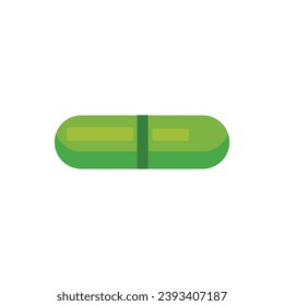 Cápsula verde con medicación de fondo blanco