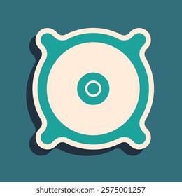 Green Car audio speaker icon isolated on green background. Long shadow style. Vector