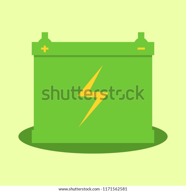 green car battery with
electric symbol