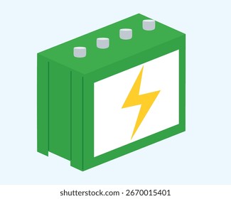 Batería de coche verde con la ilustración del logotipo del relámpago
