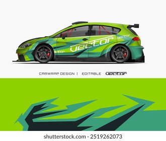 Coche verde con Diseño gráfico blanco y negro. Conveniente para la publicidad automotriz, las promociones del transporte, las campañas respetuosas del medio ambiente, y los Sitios web entusiastas del coche.