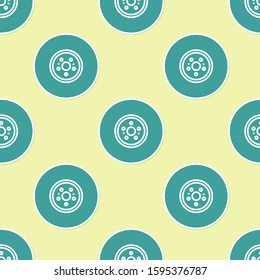 Green Car brake disk icon isolated seamless pattern on yellow background.  Vector Illustration