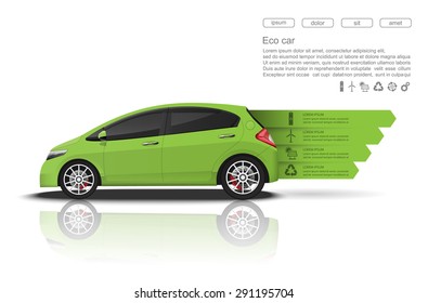 Green car concept, Car infographics design.vector  