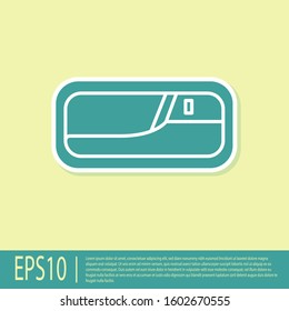 Green Car door handle icon isolated on yellow background.  Vector Illustration