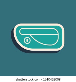 Green Car door handle icon isolated on blue background. Long shadow style. Vector Illustration