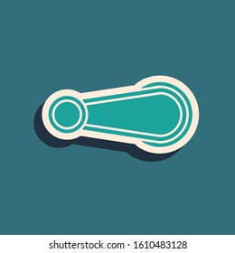 Green Car door handle icon isolated on blue background. Long shadow style. Vector Illustration