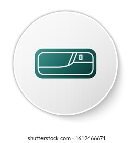 Green Car door handle icon isolated on white background. White circle button. Vector Illustration