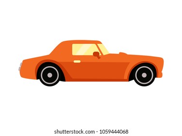 Green car flat illustration, side view