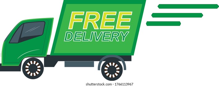 green car free delivery vector illustration