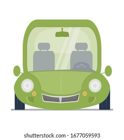 Green car front view illustration