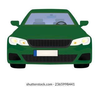 Green car. front view. vector illustration