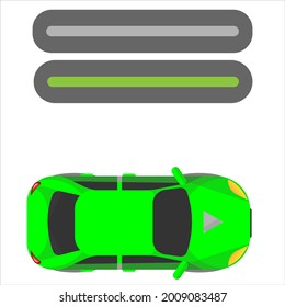 Green Car and Full and Empty Status Bar, Vector illustration Eps 10, Flat Style