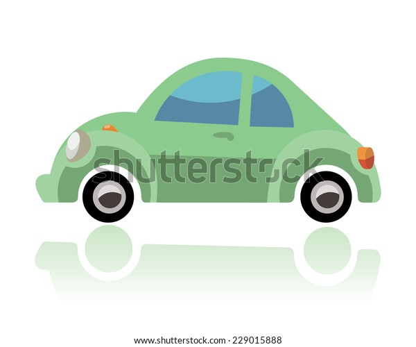 green car, funny cartoon\
style