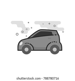 Green car icon in flat outlined grayscale style. Vector illustration.