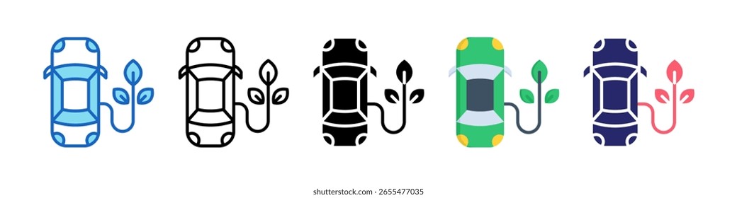 Colección de conjunto de estilo múltiple de icono de coche verde.