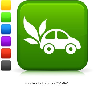 Green Car Icon auf der quadratischen Internettaste Sechs Farboptionen inbegriffen.