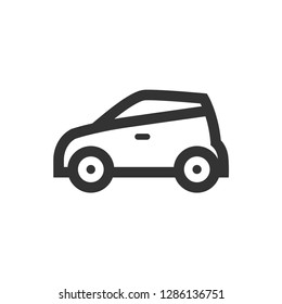 Icono de coche verde en estilo de contorno grueso. Ilustración vectorial monocromática en blanco y negro.
