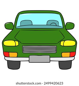 green car illustration hand drawn isolated vector