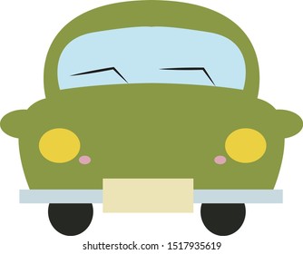 Green car, illustration, vector on white background.