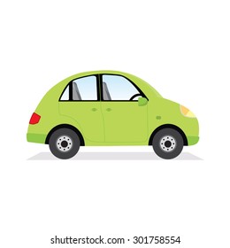 Green car isolated. Vector illustration of a green car.