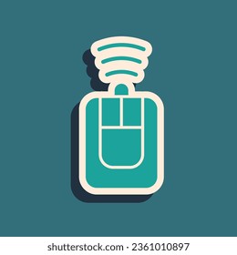 Green Car key with remote icon isolated on green background. Car key and alarm system. Long shadow style. Vector