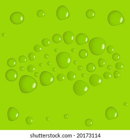 Green car made of water drops. Vector
