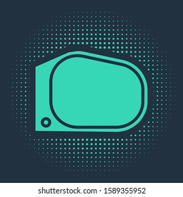 Green Car mirror icon isolated on blue background. Abstract circle random dots. Vector Illustration