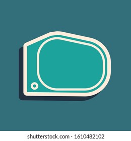 Green Car mirror icon isolated on blue background. Long shadow style. Vector Illustration