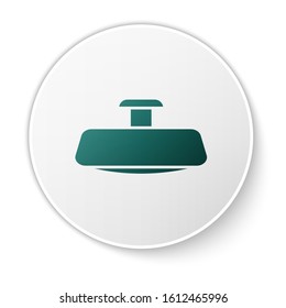 Green Car mirror icon isolated on white background. White circle button. Vector Illustration