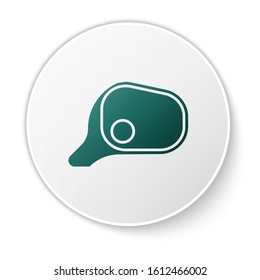 Green Car mirror icon isolated on white background. White circle button. Vector Illustration