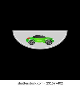 green car on a gray background