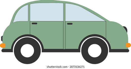 Coche verde con fondo blanco. Estilo plano. Ilustración del vector