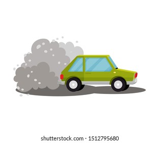Green car rides. Vector illustration on a white background.