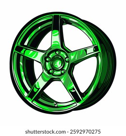 Green Car Rim Vector Design Illustrator