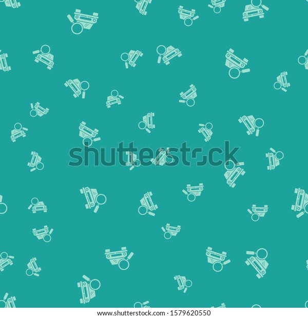 Green Car\
search icon isolated seamless pattern on green background.\
Magnifying glass with car.  Vector\
Illustration