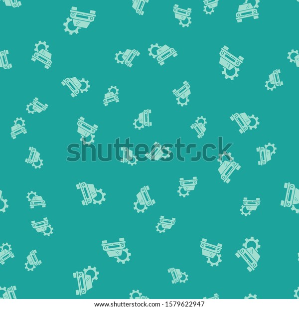 Green Car service icon
isolated seamless pattern on green background. Auto mechanic
service. Repair service auto mechanic. Maintenance sign.  Vector
Illustration