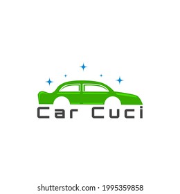 green car shape logo design. design for car wash service